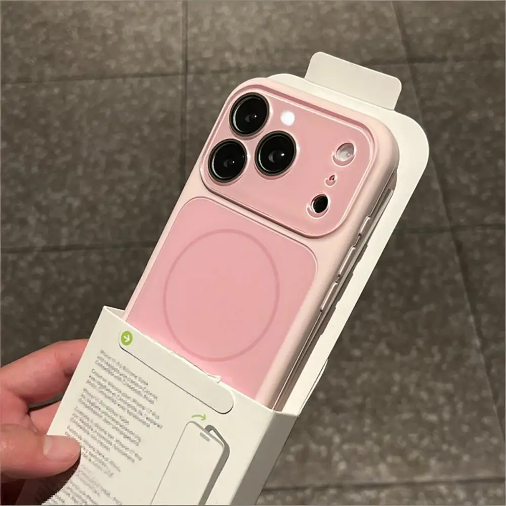 Original Liquid Silicone Magnetic Case For iPhone 17 16 15 14 13 Pro Max 17Pro For Magsafe Glass Lens Protection Soft Back Cover