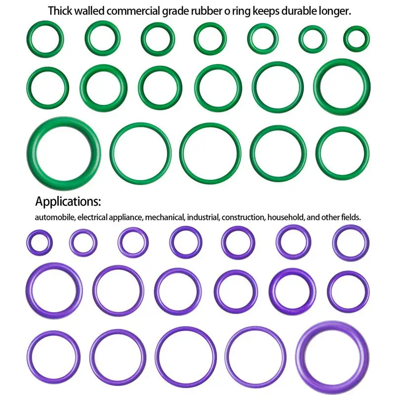 540 Pcs /18 Sizes Rubber O Rings, Green/Purple Sealing Washer Assortment Kit For Plumbing, Automotive, General Repair With Case