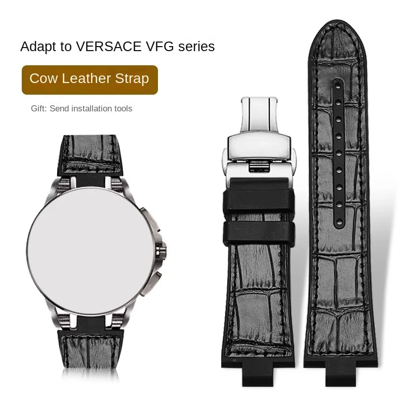 لفيرسا فيتون حزام الرياضة التكنولوجيا الرجال VERB0018 VERB00218 Lea-ther حزام ساعة فراشة مشبك حزام (استيك) ساعة أسود براون مع أدوات