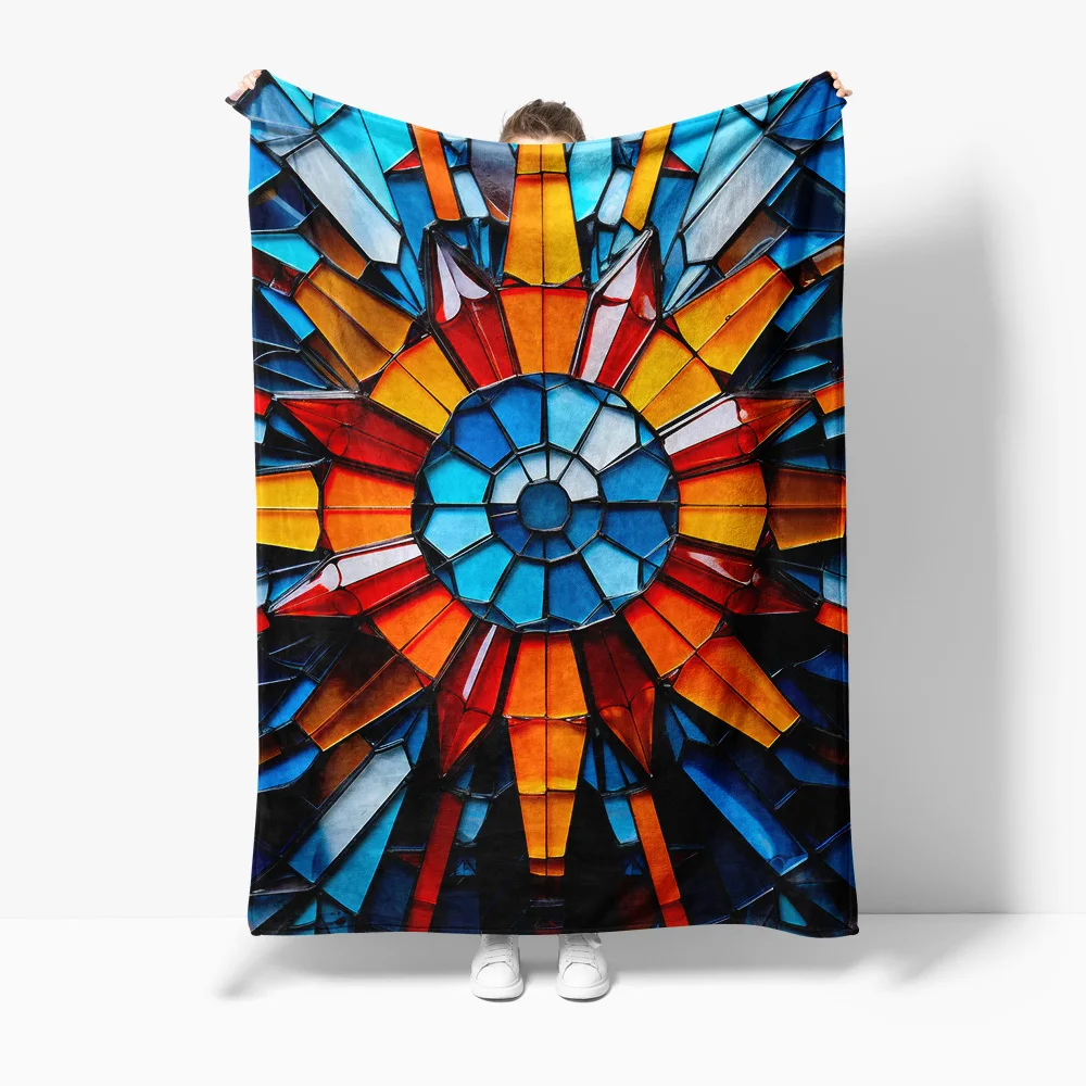 

Витражное одеяло с мозаичным узором, красочное геометрическое покрывало для дивана-кровати для женщин, мужчин, детей, подарок