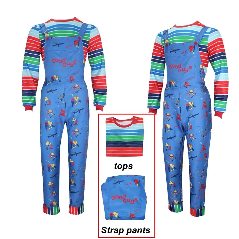 Kids Adult Chucky cosplay costume movie Chucky costume shirt pants suit Halloween Carnival party horror clothing for man