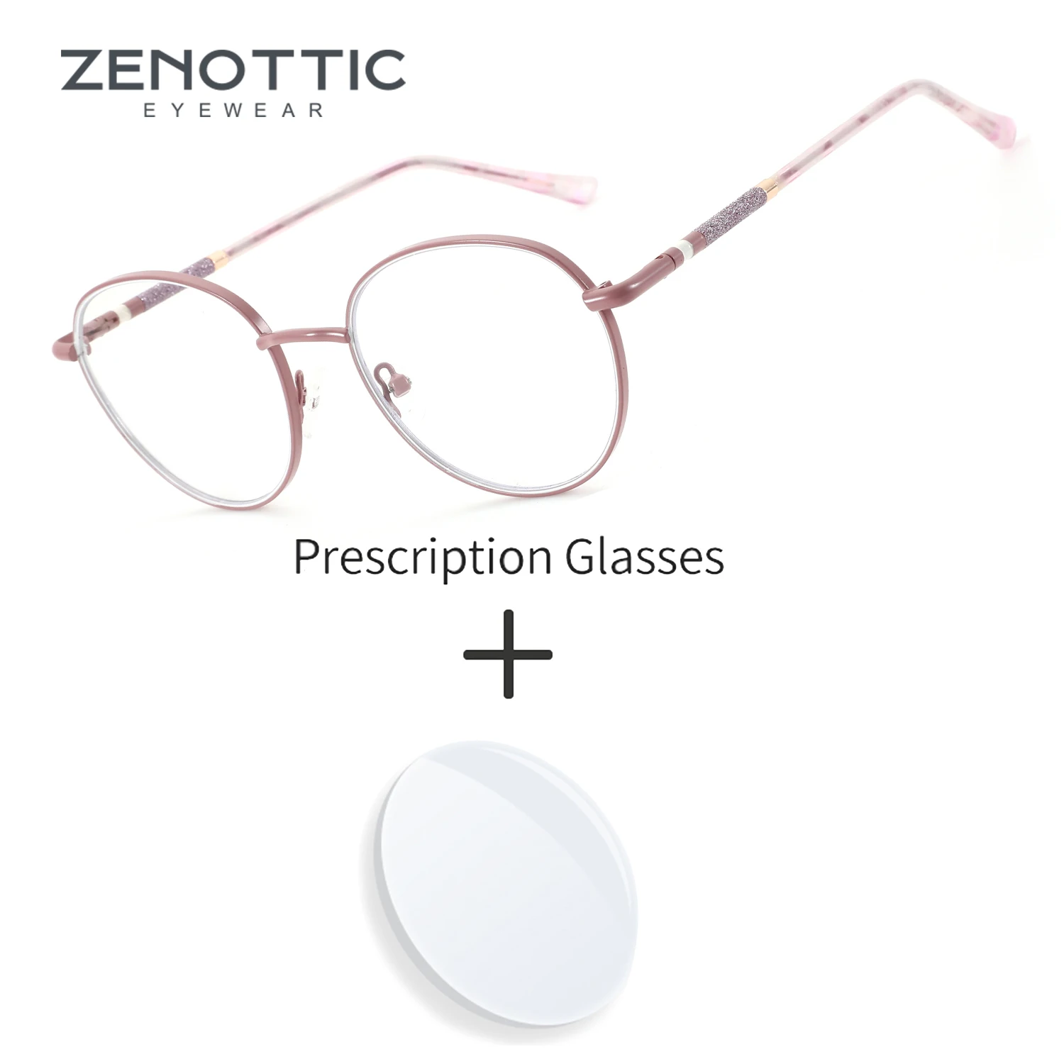 

ZENOTTIC (L Size) New Arrivals Round Progressive Prescription Eyewear High-quality Metal Myopia Glasses Woman Optical Eyeglasses
