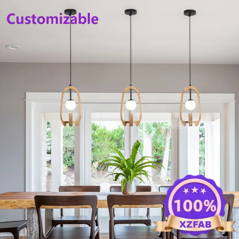 Factory Direct 2026 Creative and simple American solid wood restaurant chandelier Nordic bedroom bedside kitchen island