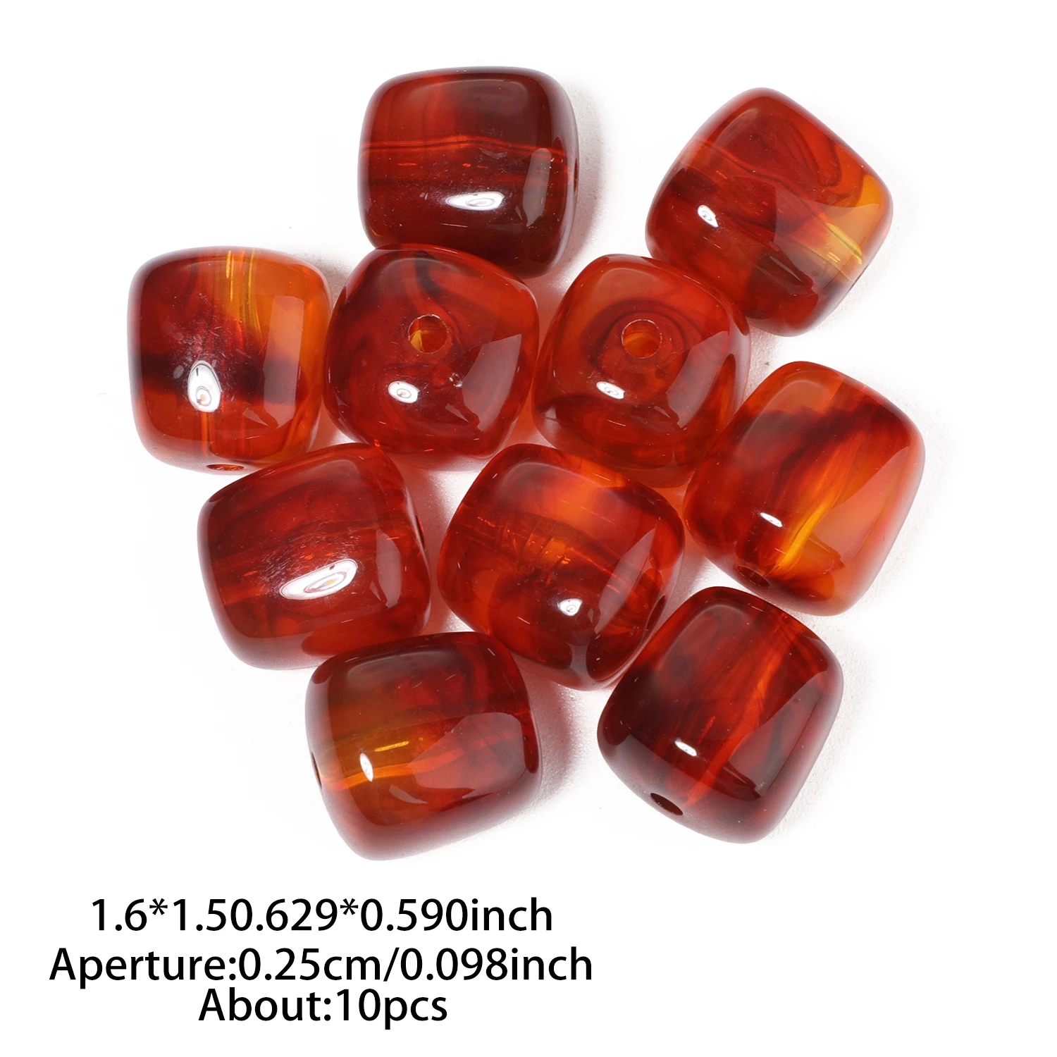 10 Stück quadratische, perforierte Acrylperlen, 16 x 15 mm, zweifarbig, lose Perlen zum Basteln von Schmuck, zum Beispiel für Halsketten und Armbänder. – Detail 13