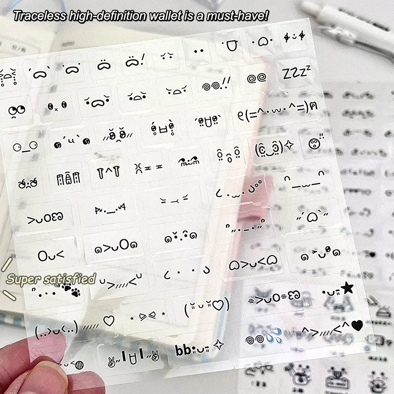 Steve Random 2pcs Cute PET Transparent Emoticon Stickers Journal Decorative Stickers