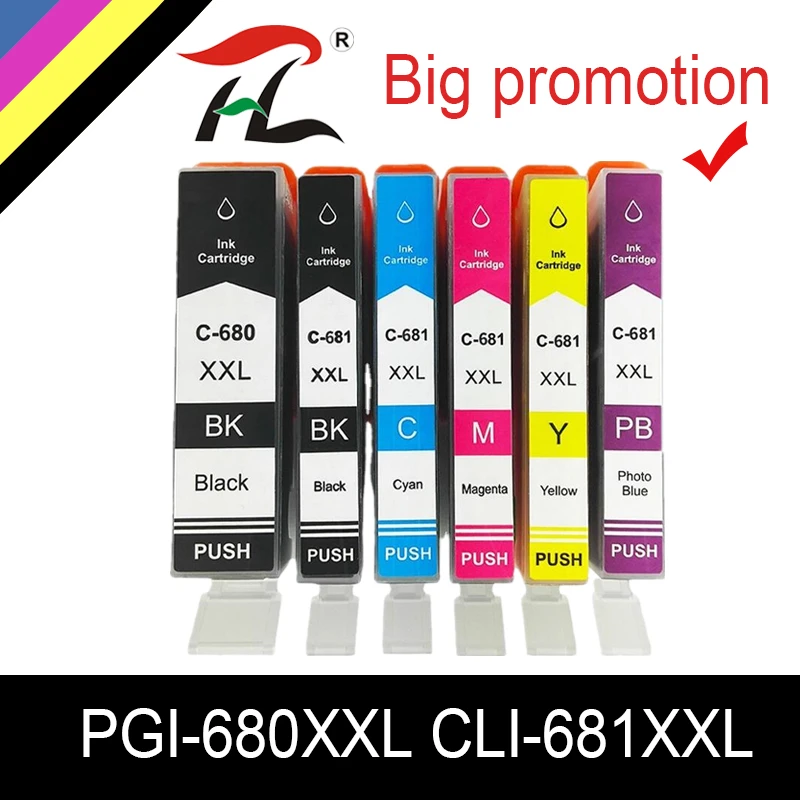 6 Color PGI 680XXL CLI 681XXL ink Cartridge PGI680 CLI681 Compatible For Canon PIXMA TS706 TR7560 TR8560 TS6160 TS6260 Printers