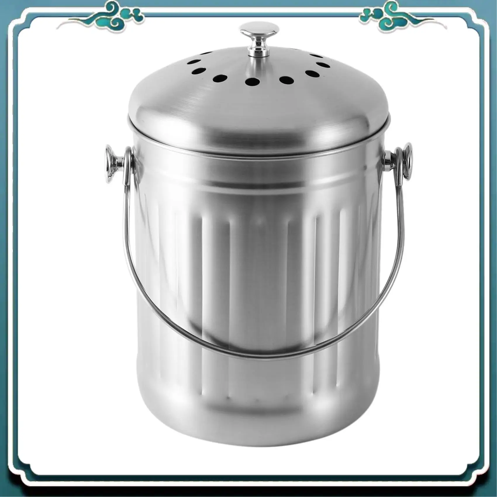 A67K-Compost Bin, Peel Bucket For Home Kitchen, Odorless Compost Bucket For Kitchen Food Waste, With Handle And 2 Charcoal Filte