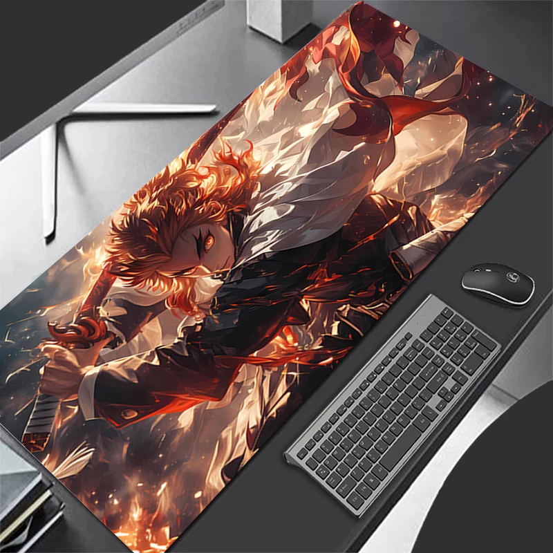 

Mousepads Flame Rengoku Kyoujurou Large Mouse Mat HD Pc Office Laptop Carpet Anti-slip Desktop Mouse Pad Multi-size Mouse Mats