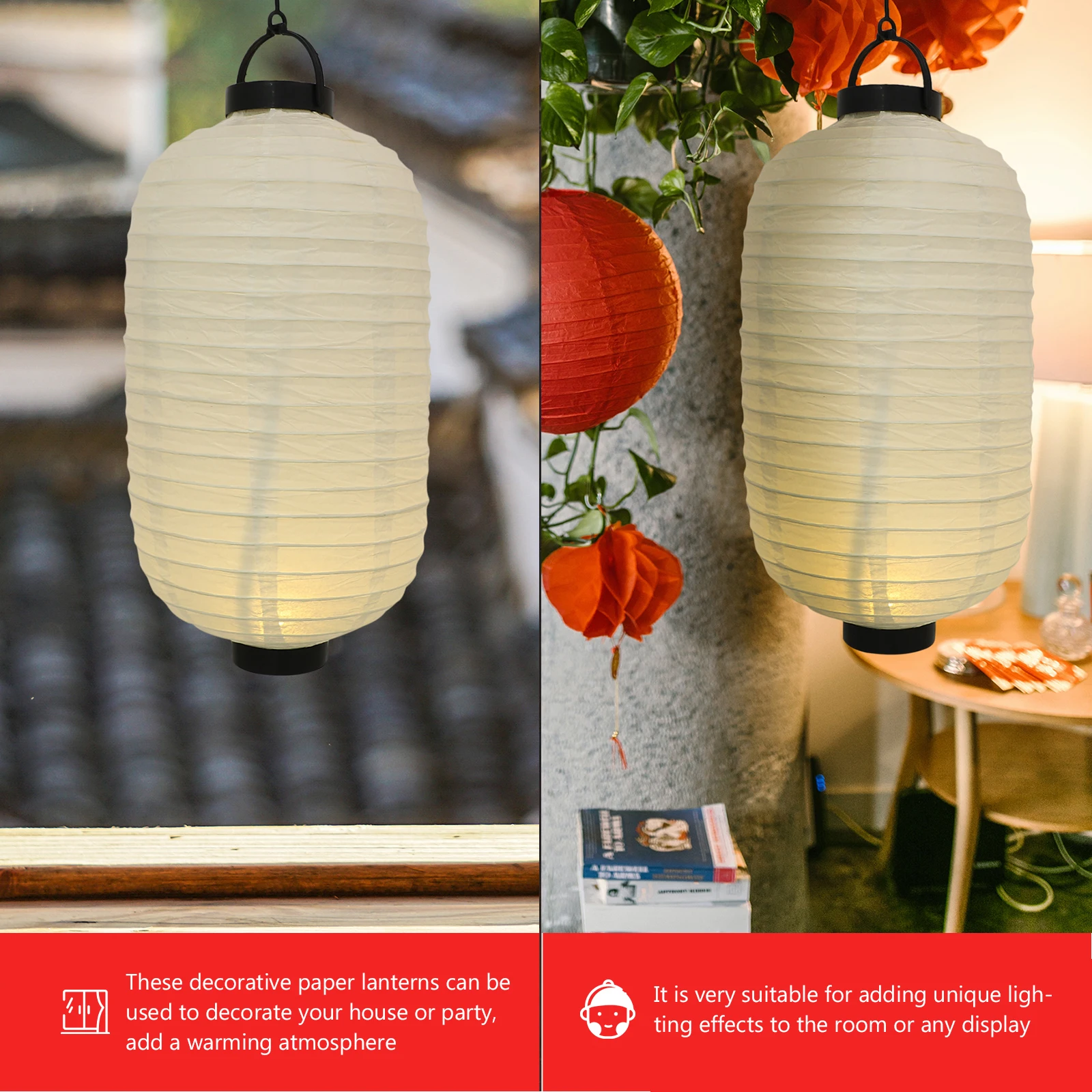 LED Winter Melon Lanterns Operated Paper Decorations for Festival Home Bedroom Hanging naments LED Lighted White Edge