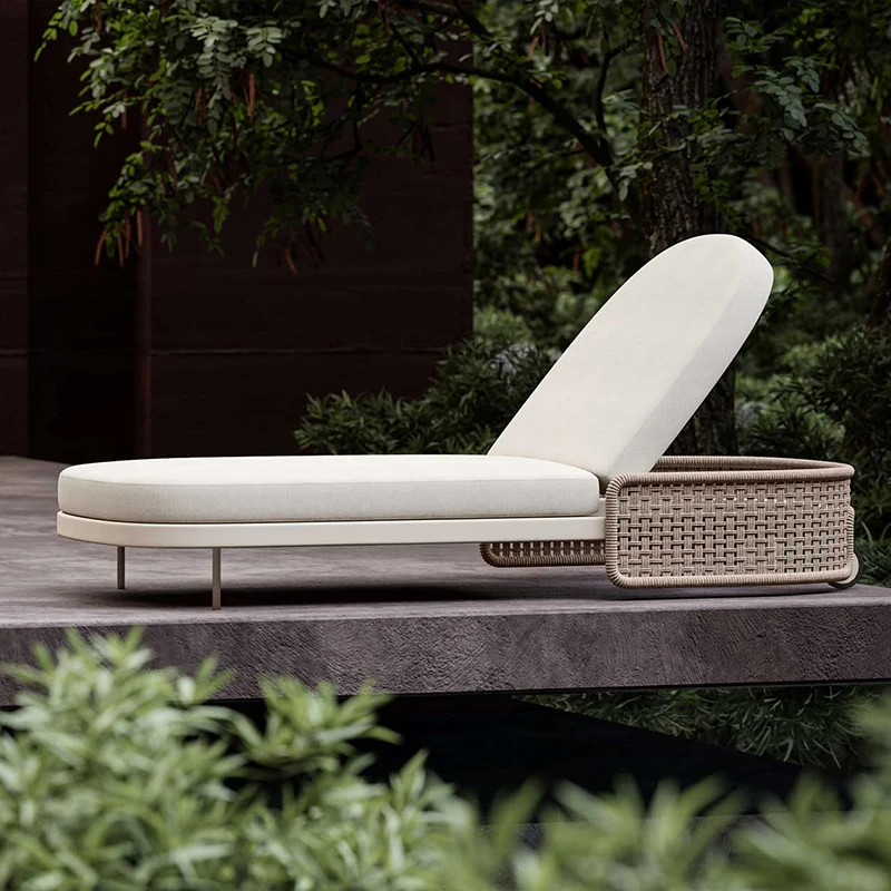 Aluminum Rope Garden Lounge Chaise And Daybed Beach Lounge Chair Sun Furniture Outdoor Lounger