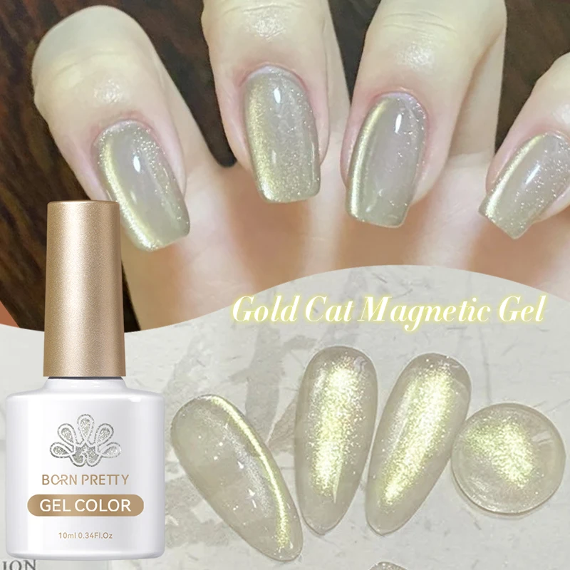 BORN PRETTY 10ml Goud Kleur Kat Magnetische Gel Fonkelende Ultra Shine Losweken Manicure UV Gel Nail Art Vernis zomer Gel Nagels
