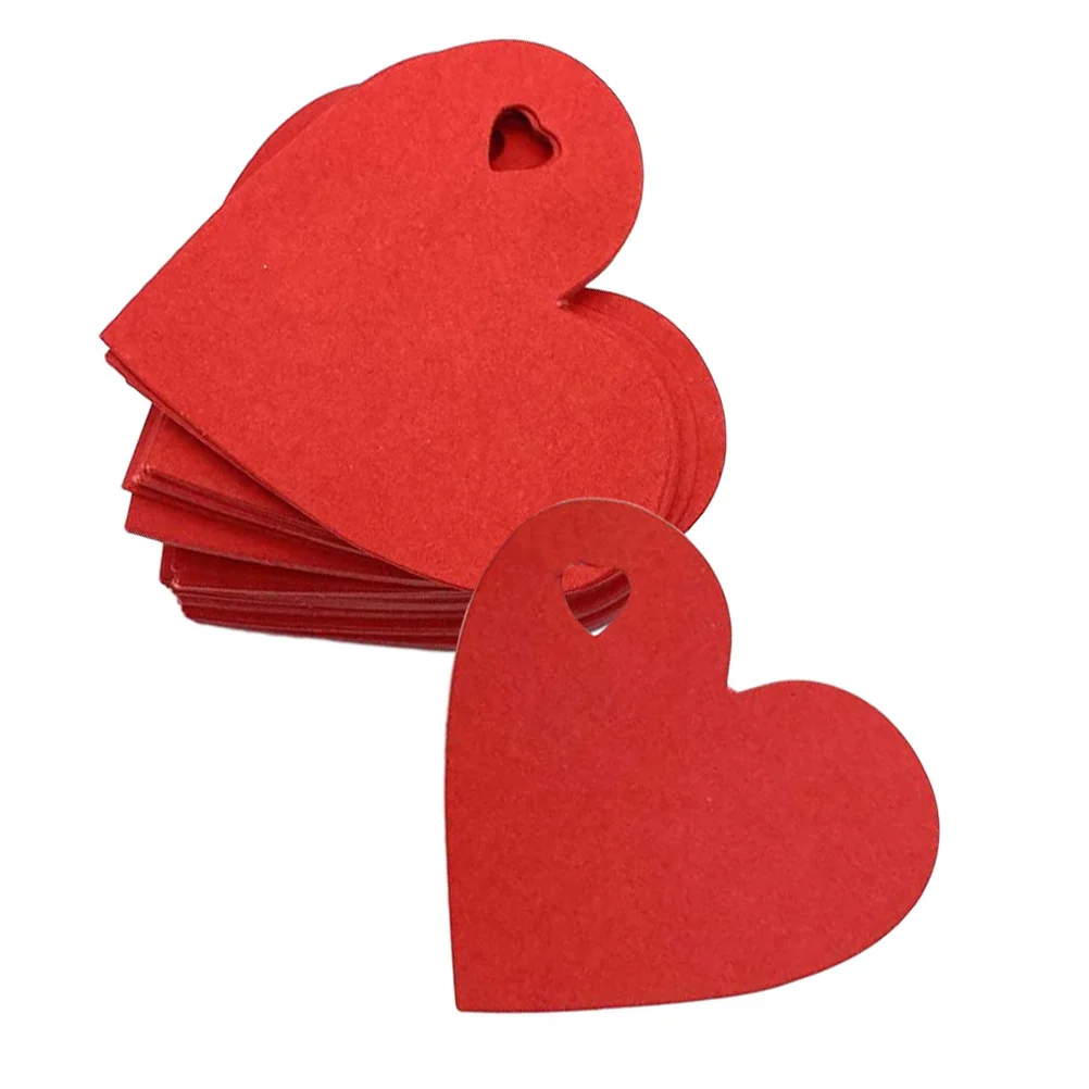 200pcs Red Heart Heart Shaped Paper Tags For Presents Valentine'S Day Decoration Hanging Tag Pendant Present Wrapping Craft