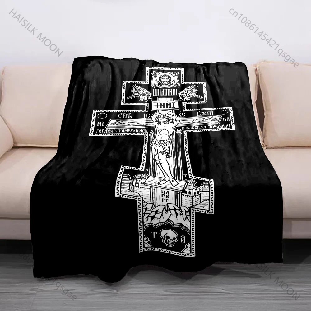 Orthodox style crucifixion of Jesus Print Believer Pray blanket Warm soft flannel material suitable for all seasons luxury gift