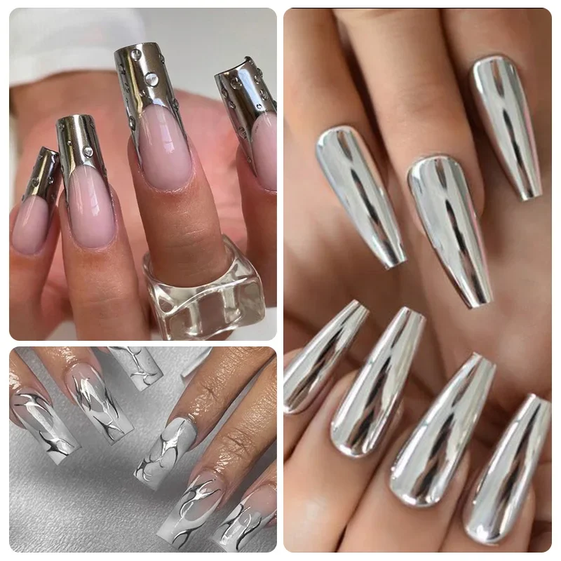 8ml Metallic Painting Gel Nail Polish Chrome Silver Mirror Effect Super Bright Drawing Line French Nail Art Gel Varnish DIY Nail view 4