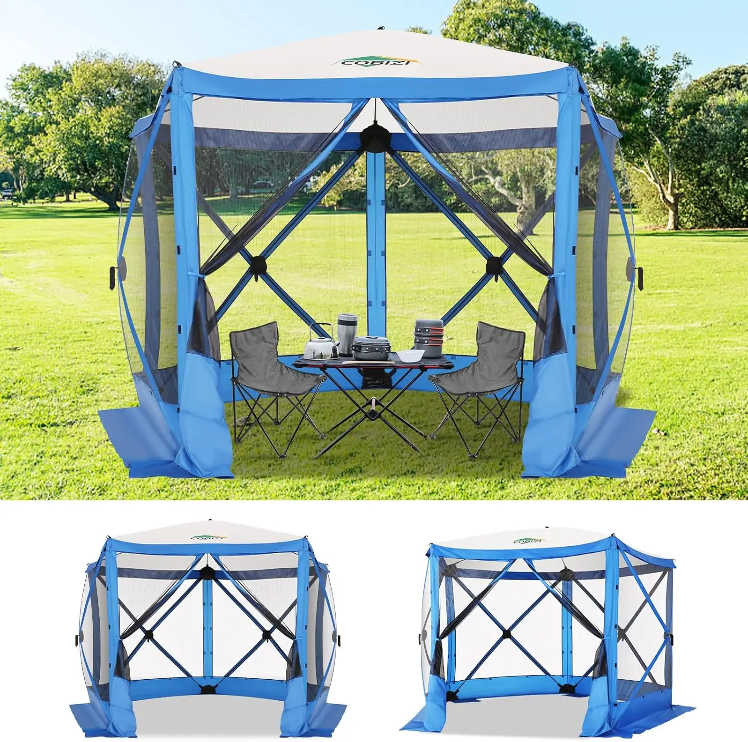 

Всплывающая палатка для беседки 10x10 футов для кемпинга, всплывающий навес для кемпинга с сетчатыми окнами, портативная уличная быстросъемная палатка-концентратор