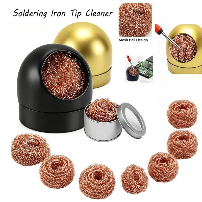Soldering Iron Tip Cleaner Desoldering Cleaning Ball Tin Remover Soldering Iron Mesh Filter Welding Metal Wire Stand Steel Ball