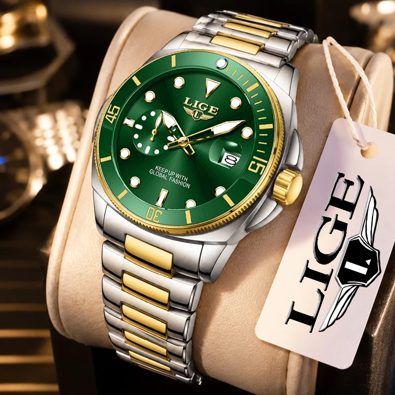 LIGE New Original Luxury Diving Watch Men Military Sport Waterproof Quartz Wristwatch Fashion Business Luminous Date Chronograph
