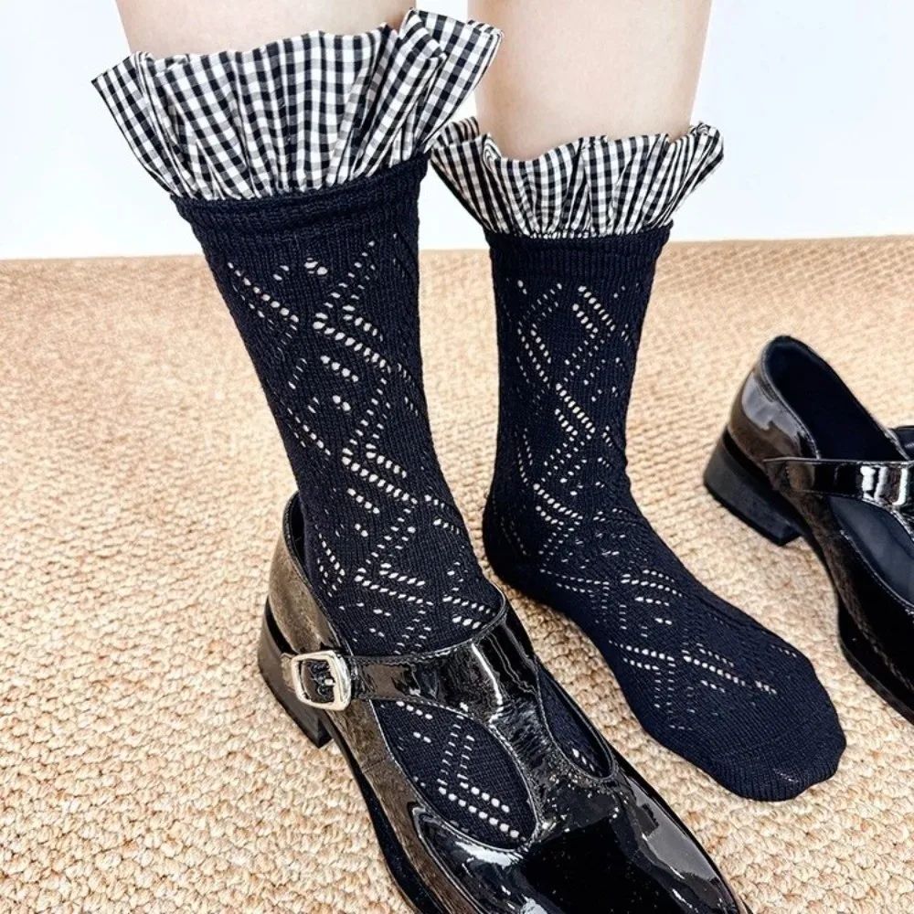 Korean Mesh Thin Ruffle Sock Breathable Sweat-absorbing Short Sock Ballet Style Summer Sock Spring