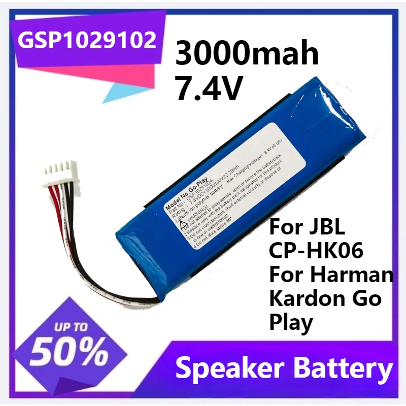 

GSP1029102 Battery for JBL Go Play CP-HK06 for Harman Kardon Go Play Mini Bluetooth Speaker Battery 7.4V 3000mAh
