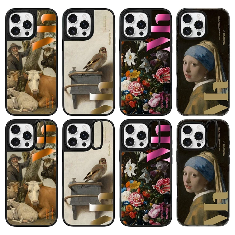 

Oil Painting Girl Lens Stand Mirror Surface IPhone 12 13 14 15 16 Pro Max Case - Protective IPhone Case with MagSafe