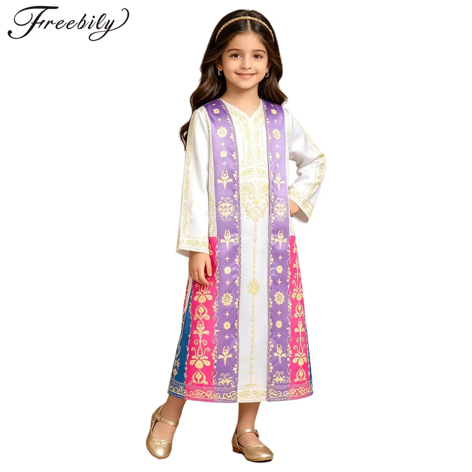 

Middle East Girls Muslim Ramadan Abaya Halloween Carnival Party Outfit Ramadan Eid Holiday Festival Clothes