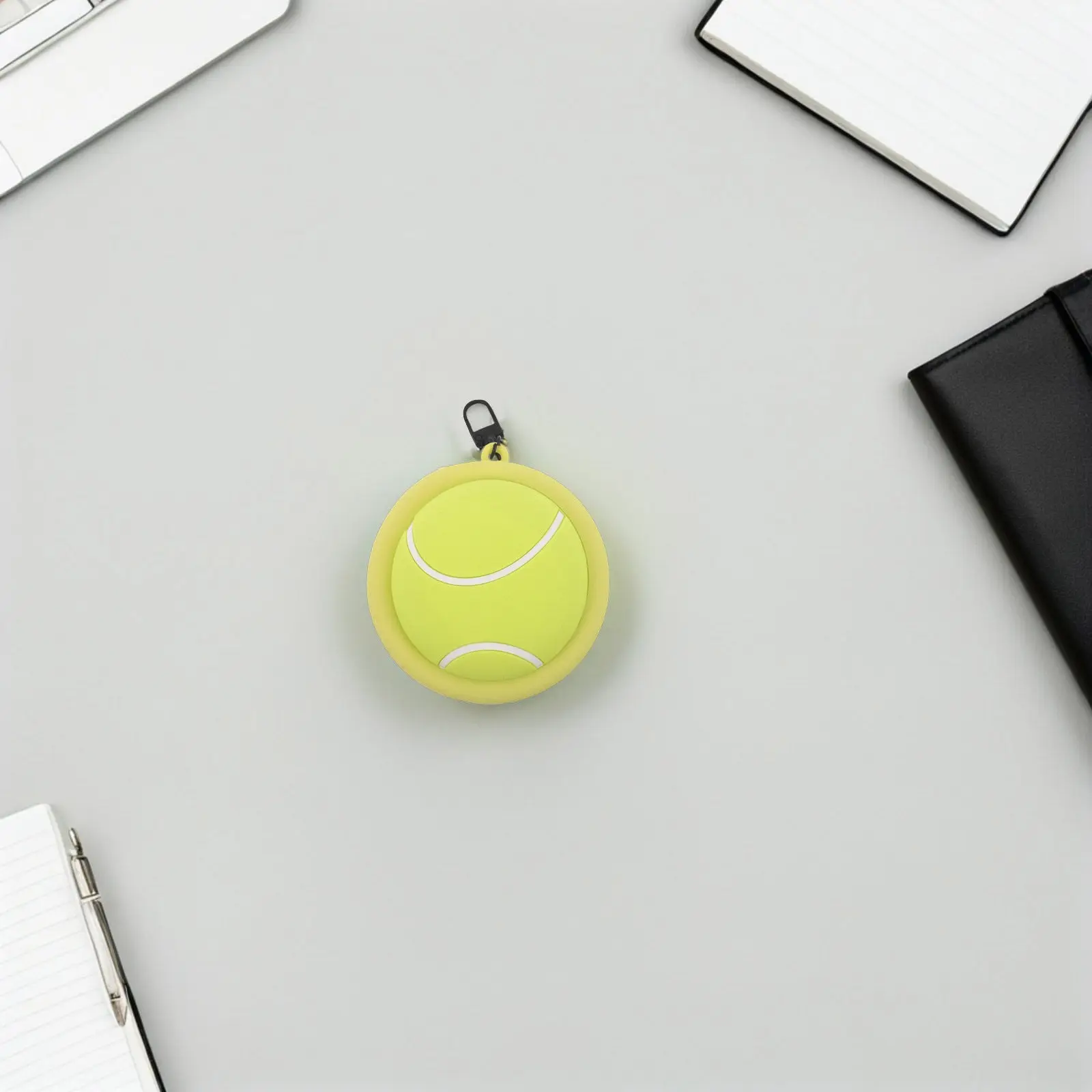 Mini Tennis Wallet Silicone Coin Purse Zipper Earbud Case Portable Waterproof Sweatproof Sports Pendant for Keys Cash Travel