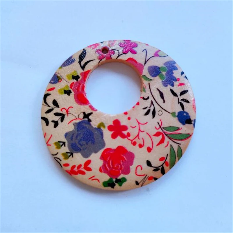 10Pcs/Lot New Creative Hollow Round Print Charm Connectors Diy Earrings Pendant Jewelry Making Acessories Material