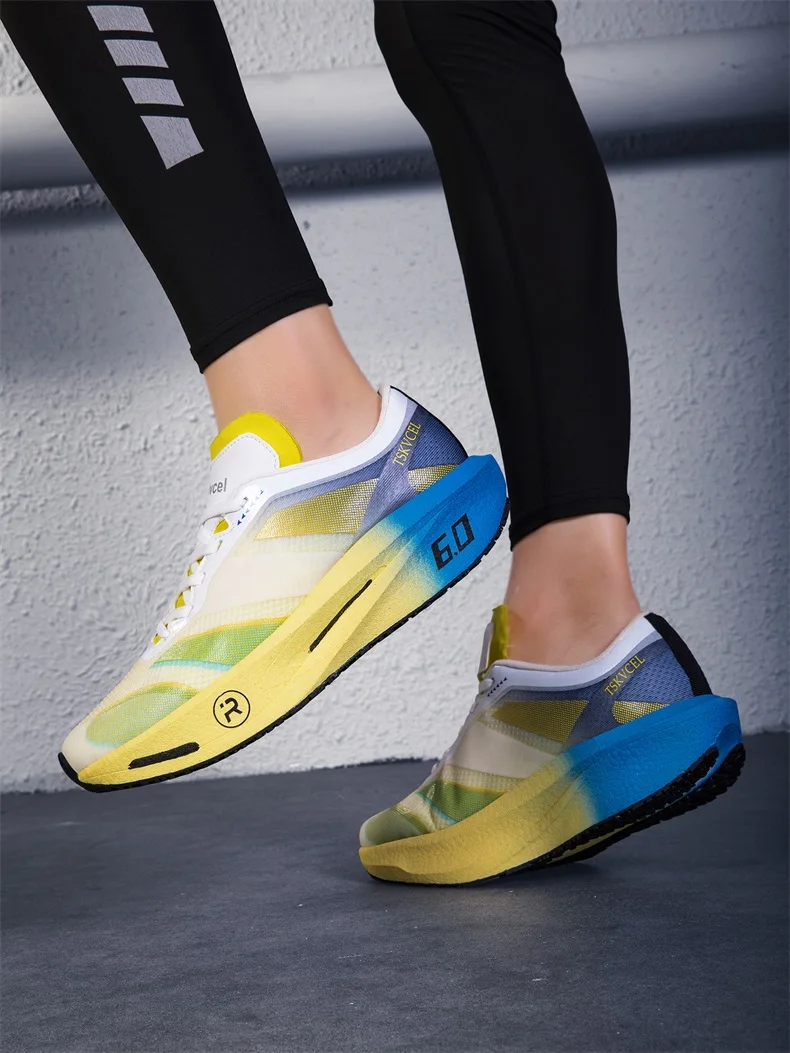 Carbon-Platten-Laufschuhe für Marathon-Rennen, Leichte Atmungsaktive Athletische Wettkampf-Sportschuhe für Männer und Frauen – Detail 12