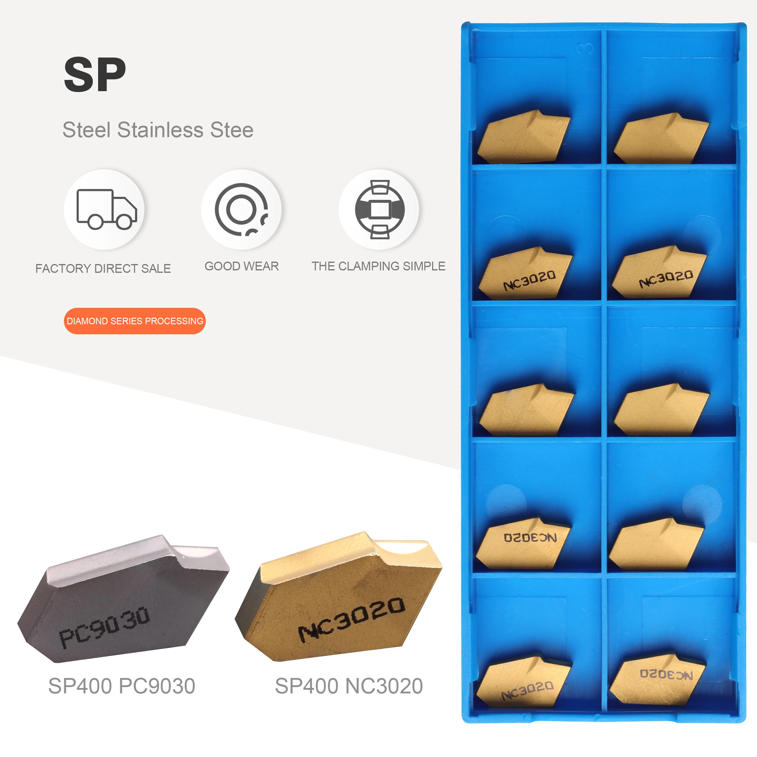 

SP200 SP300 SP400 NC3020 NC3030 PC9030 korloy Grooving Carbide Inserts lathe cutter turning tool Parting and grooving off tools