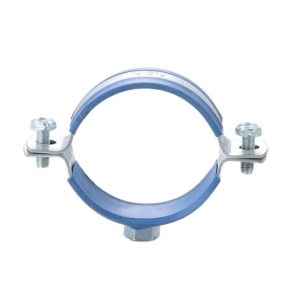 1Pcs Fastener Hardware Round Hose Clamp Pipe Fitting Nut Hoop Suspension Pipe Holder PPR/PVC Carbon Steel Rubber