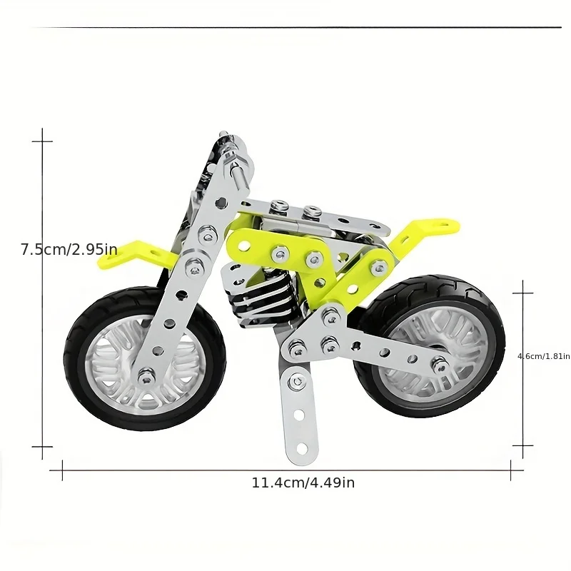 6-jähriges Motorradmodell-Montagespielzeug für Jungen und Mädchen aus Metall, mit Schrauben zum Zerlegen und Zusammenbauen als Gebäude