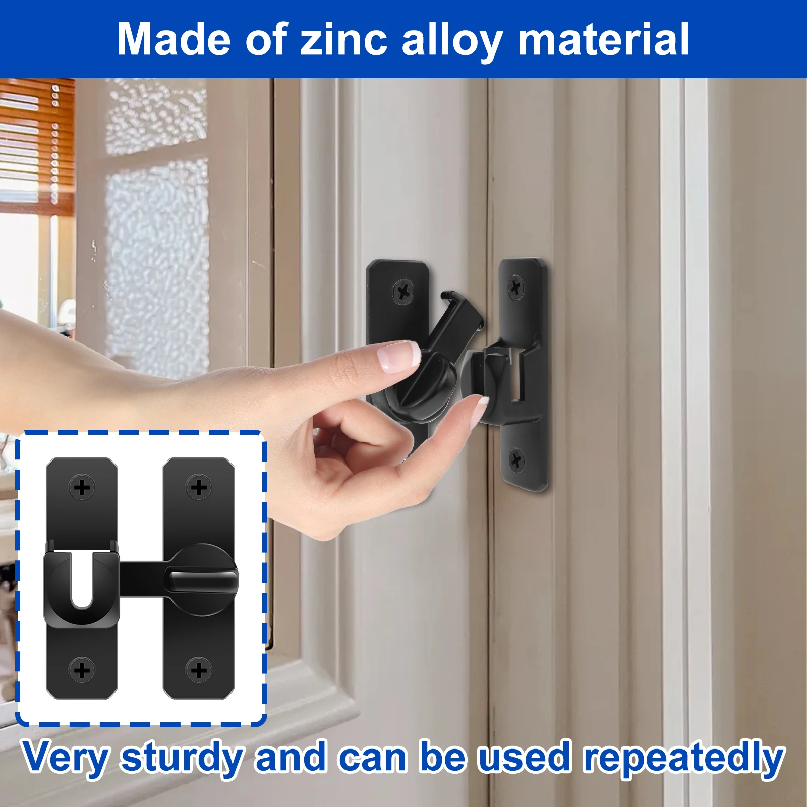 90/180 Degree Flip Door Lock Protect Privacy - Security Barn Door Latch Hardware for Barn,Garden,Bathroom,Cabinet,Sliding Door