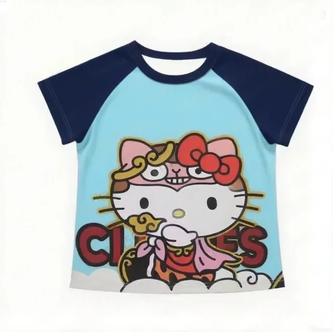 

Anime Sanrio Hello Kitty T-shirts Y2k Summer Woman Short Sleeves Tops Cartoon Print Fashion T-shirt Gothic Cute Short Sleeve Tee