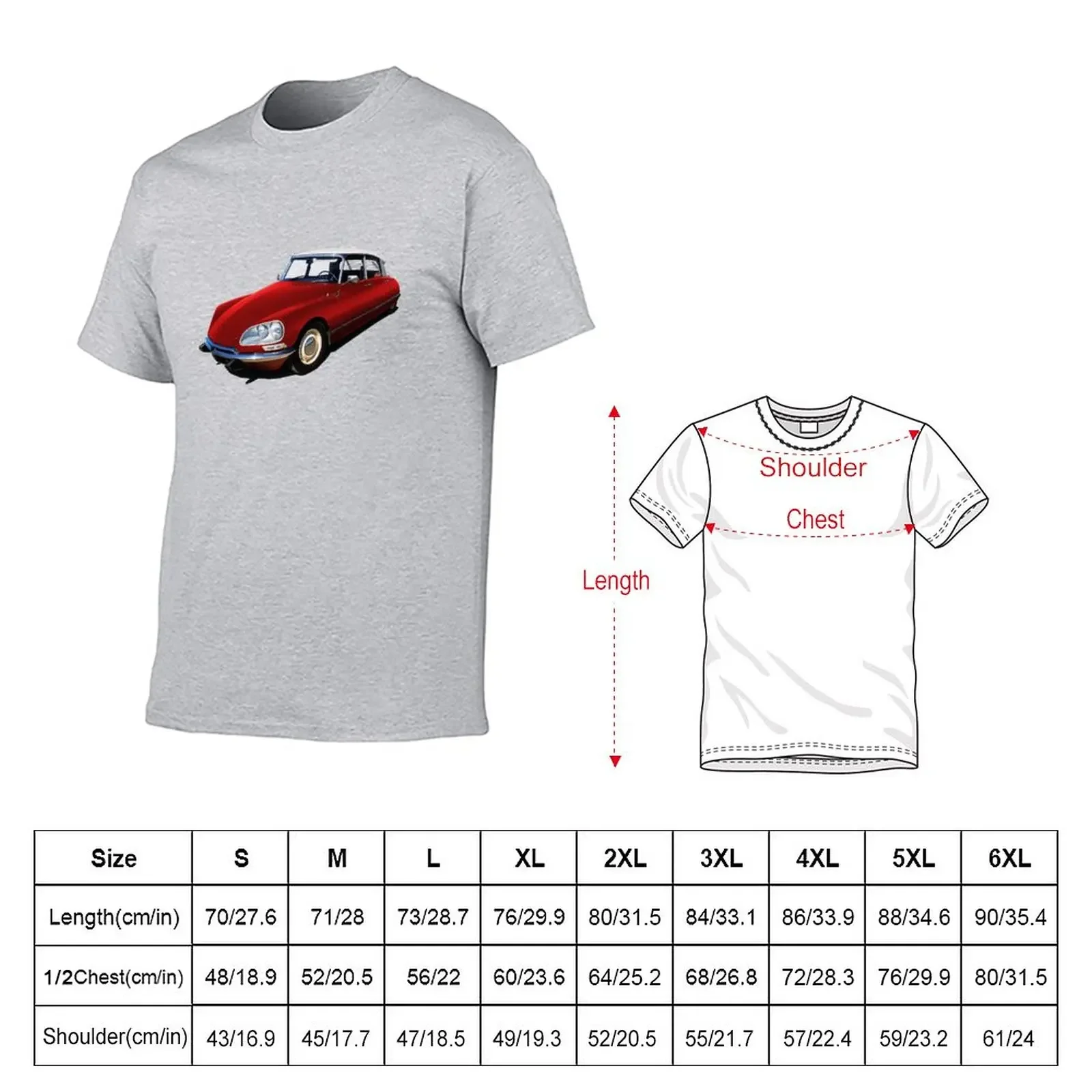 1970s Citroen DS w czerwonej koszulce za duże letni top t-shirty dla mężczyzn