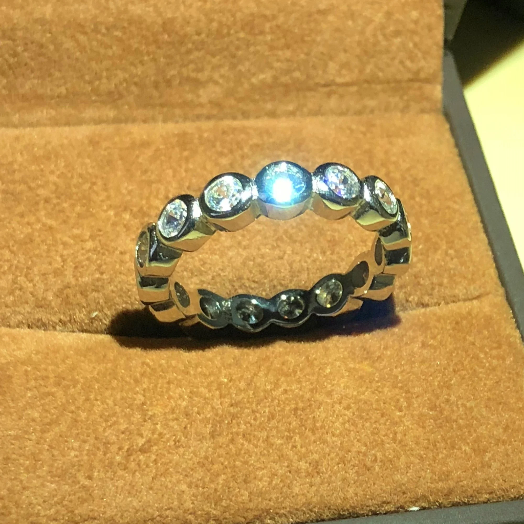 ETERNITY Sterling Silver BAND ENGAGEMENT WEDDING RINGS DIAMOND simulated PLATINUM
