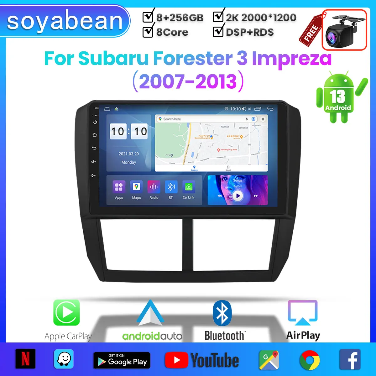 

Android 13 Car Radio for Subaru Forester 3 Impreza 2007-2013, 9inch 2K Multimedia Player with 4G Car Carplay & 2Din GPS