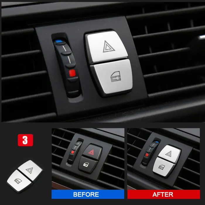 

for BMW 5 6 7 Series F10 5GT F07 Car styling Front Warning Light switch button Covers Trim Stickers Interior Decor