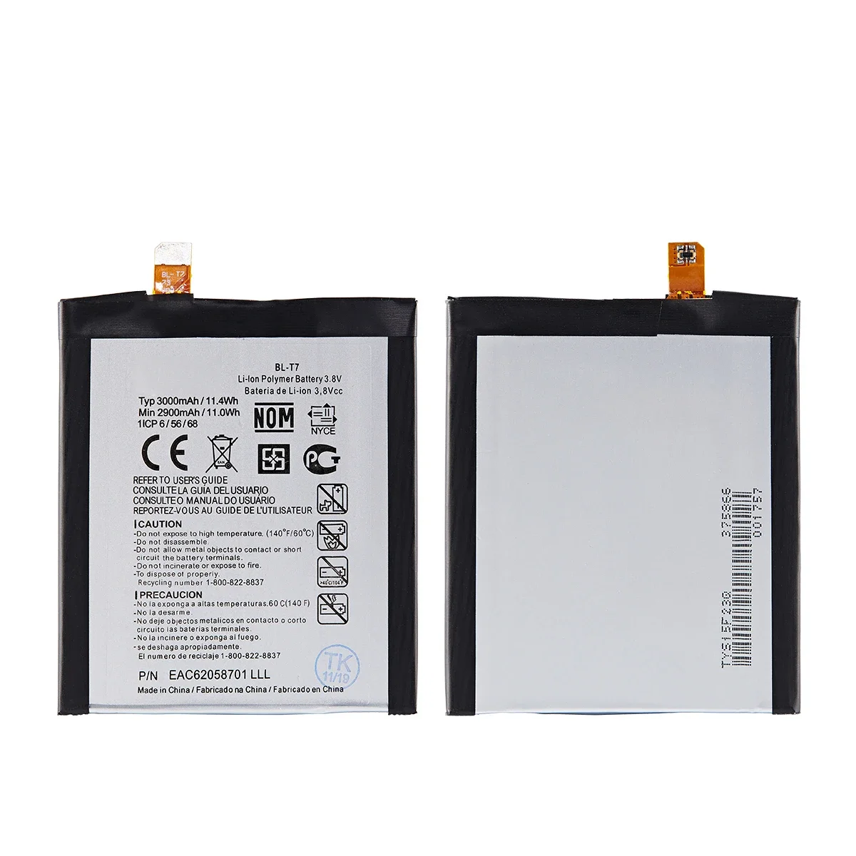 Original BL-T7 3000mAh Replacement Battery For LG G2 LS980 VS980 D800 D801 D802 T7 BLT7 Mobile phone Batteries