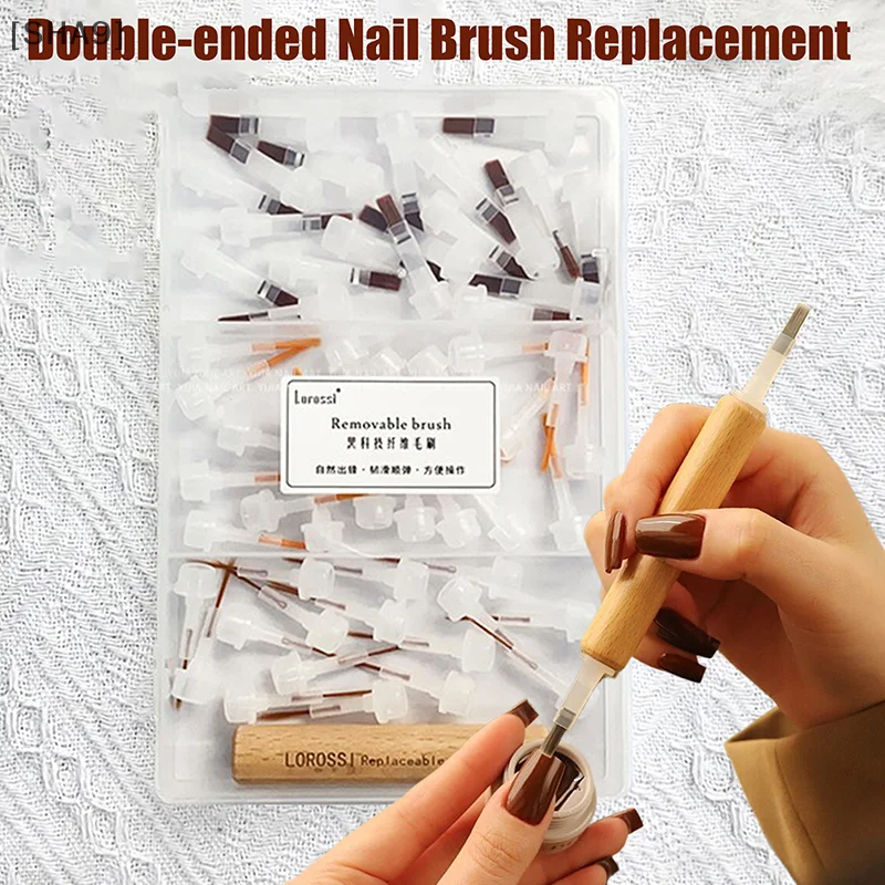 [SH97] 40/60 Pcs Nail Polish Brush With Double Head Pen Can Replacement Head Brush Nail Brush Liquid Applicators Manicure Tools