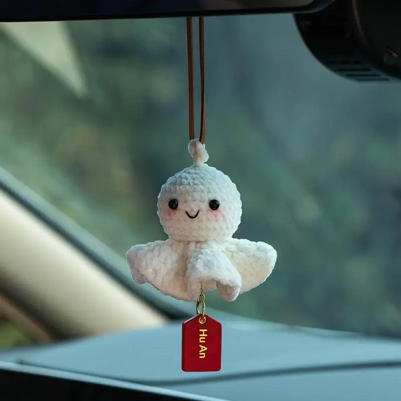Cute Plush Sunny Doll Car Hanging Pendant Mirror Ornaments Plush Crochet Safe Driving Amulets Car Interior Decorations