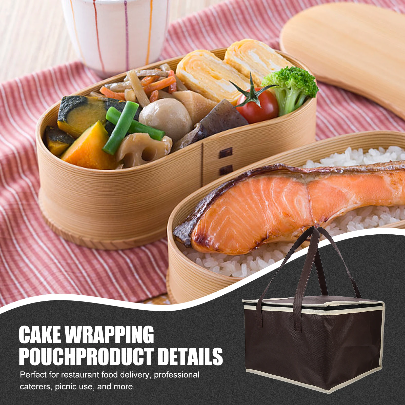 

Collapsible Reusable Grocery Portable Cake Storage Take-Out Insulated Food Delivery Bag Hot Cold Food Non-Woven Fabric