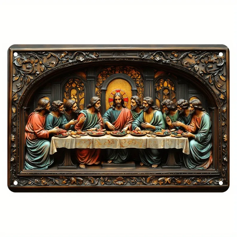 

1pc Vintage Last Supper Aluminum Metal Sign, Elegant Religious Art Decor for Home, Wall Decoration & Festive Occasions