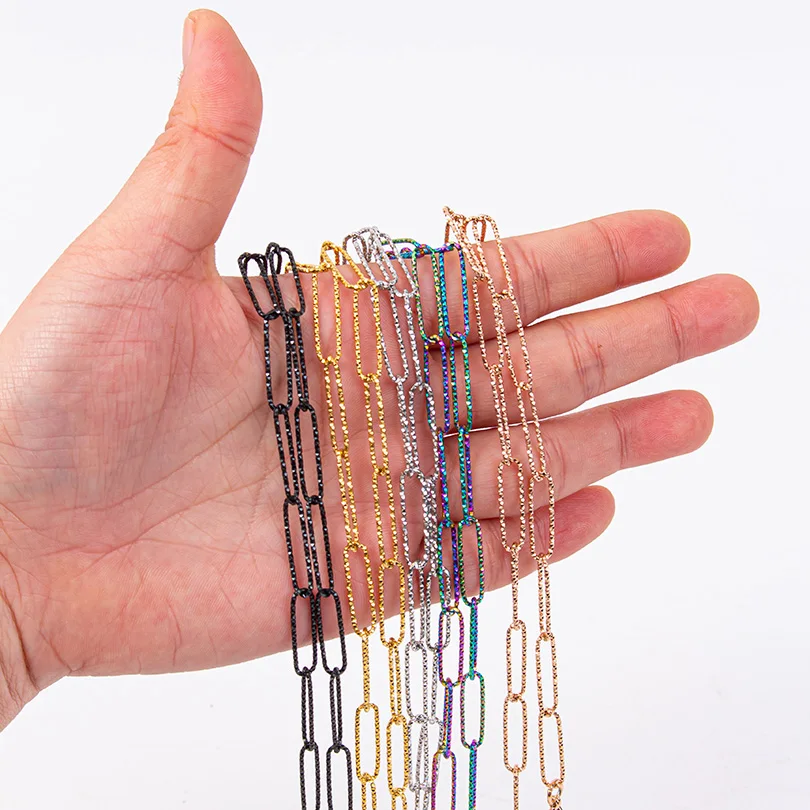 1/5/10pcs New Long Oval Hollow Out Geometry Chain Necklaces For Women Men Accessories 40+5cm Stainless Steel Necklace Jewelry