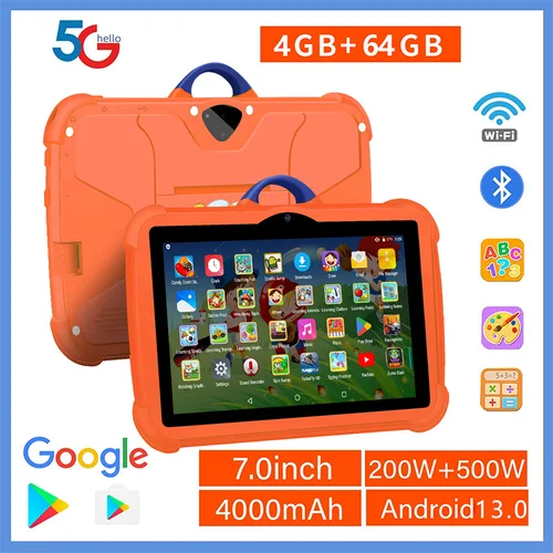 Imagen 1 del producto 2025 nuevas tabletas para niños de 7 pulgadas 5G WiFi Quad Core 4GB RAM 64GB ROM Android aprendizaje educación Tablet PC regalos favoritos de los niños