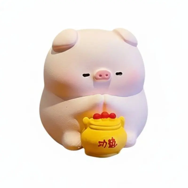 Figurine en résine de cochon tranquille, décoration de bureau mignonne de style dessin animé, ornement de table créatif original