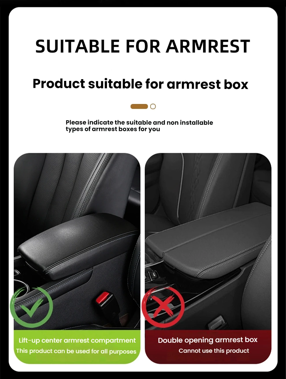 Geschwungene PU-Leder Auto Mittelkonsole Armlehnenauflage Stützpolster Armlehnenbox Schutzpolster Kleine Aufbewahrungstasche – Detail 5