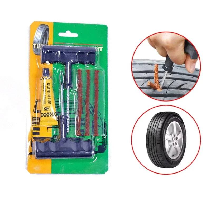 1-4sets Car Tire Repair Kit Puncture Plug Tools Tyre Puncture Emergency for Tire Strips Stirring Glue Repair Tool Kit