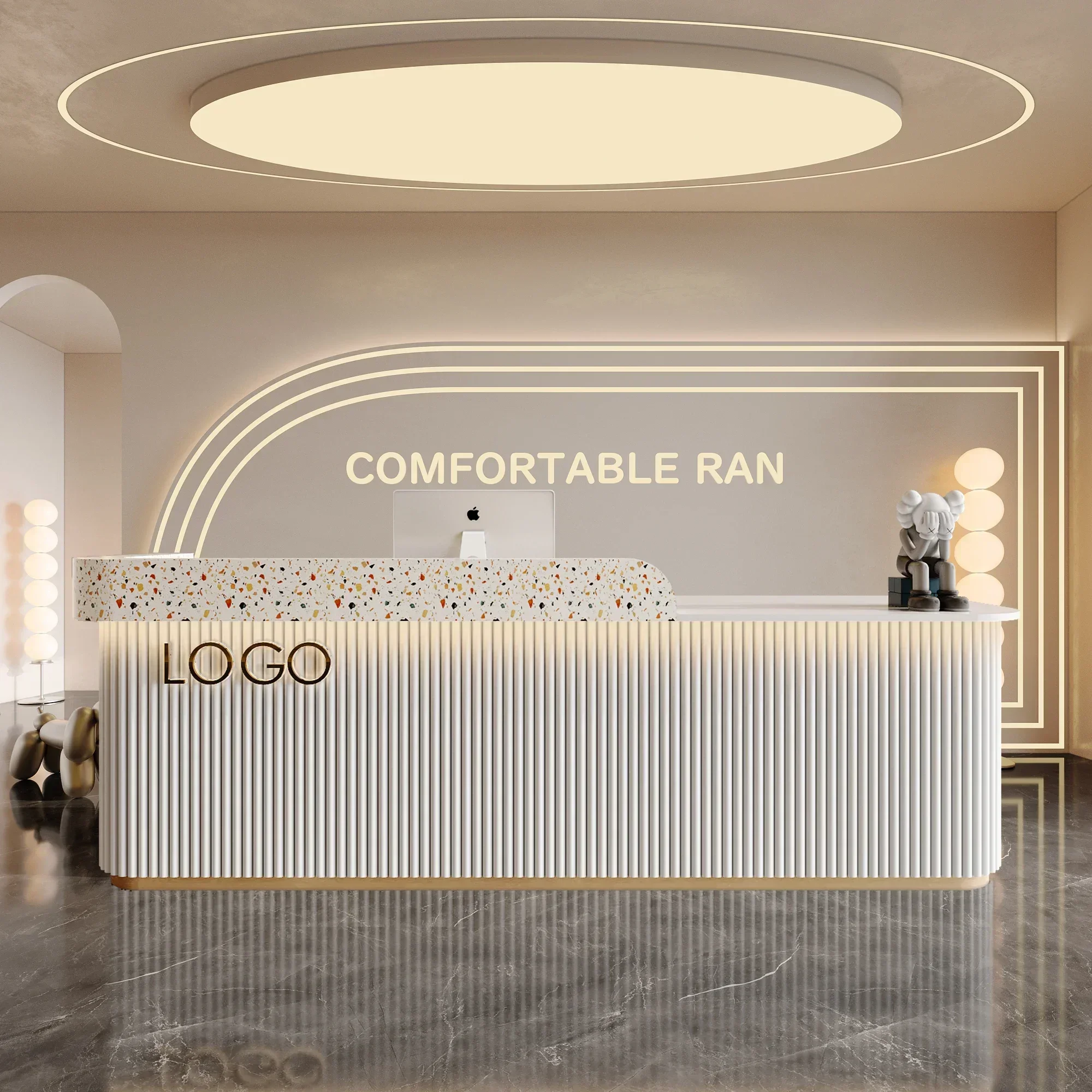 new S Simple And Light Luxury Series Arc Angle Bar Counter Cashier Counter Beauty Salon Front Desk Clothing Store Counter