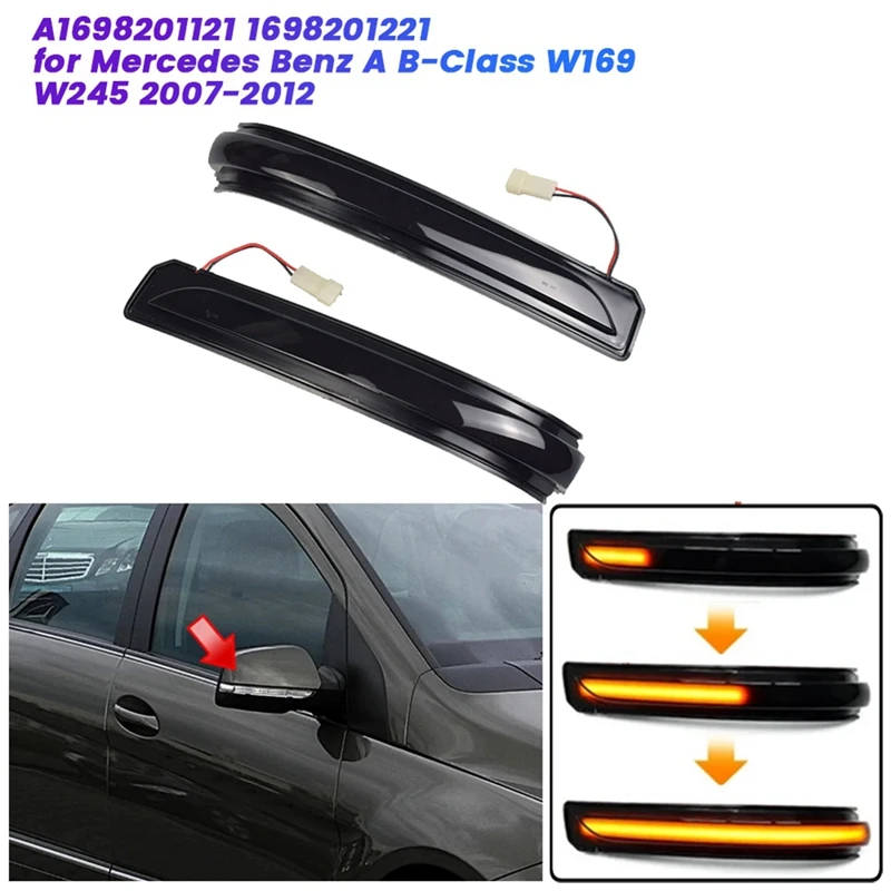 1Pair LED Rearview Mirror Turn Signal A1698201121 1698201221 For Mercedes Benz A B-Class W169 W245 07-12 Indicator Light