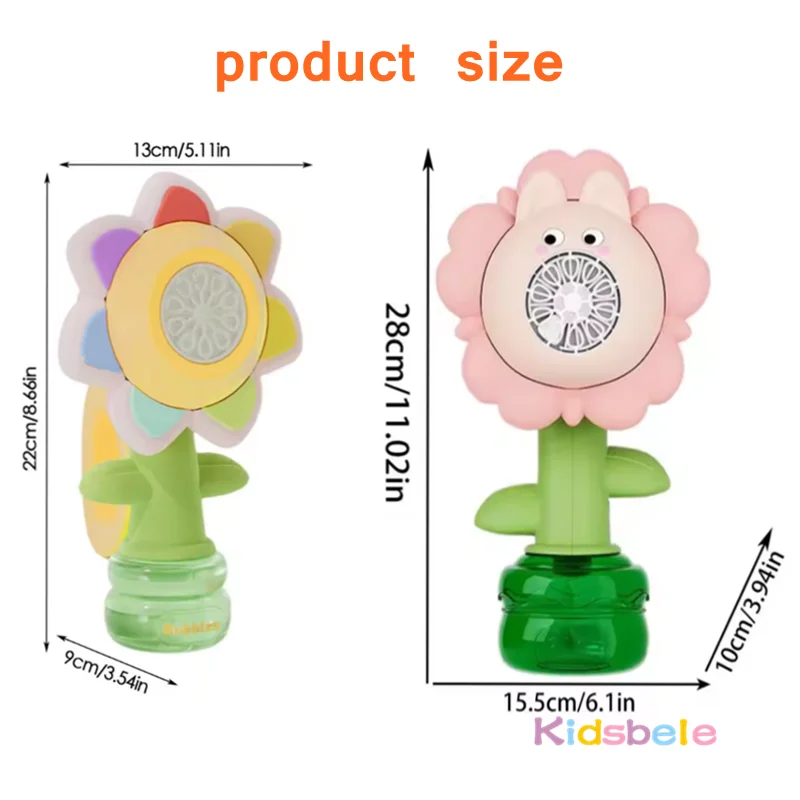 New Swinging Flower Bubble Machine Cartoon Summer Outdoor Toy for Kids & Parties With Lights Rechargeable Shaking Bubble Machine